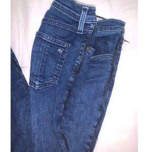 Rag & Bone Size 27 High Rise Skinny Jeans w/ Side Stripe & Raw Hem